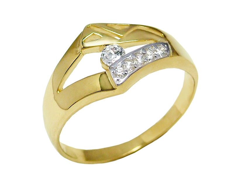 Złoty pierścionek z cyrkoniami - 7834