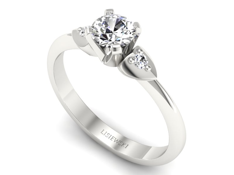 Złoty pierścionek z brylantami białe złoto - 783bb — zdjęcie 3