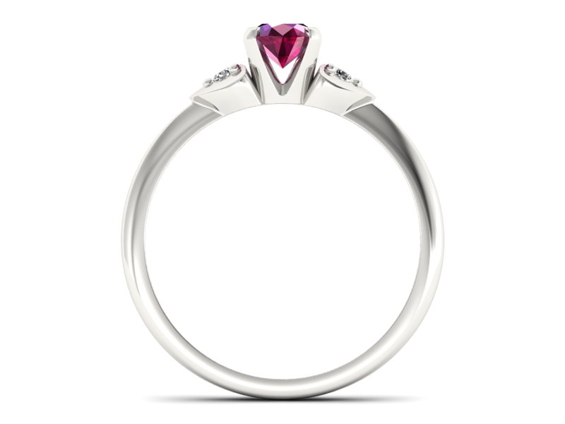 Pierścionek z rubinem i brylantami białe złoto - 783bbr — zdjęcie 2