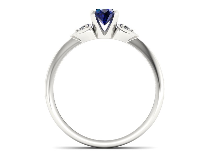 Pierścionek z szafirem i brylantami białe złoto - 783bbsz — zdjęcie 2