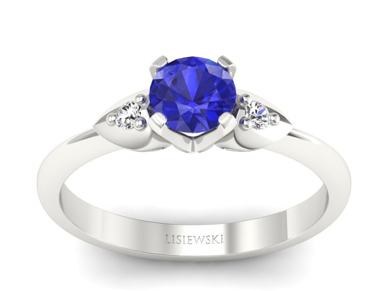 Pierścionek z szafirem i brylantami białe złoto - 783bbszc