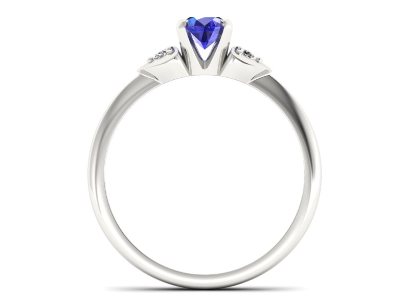 Pierścionek z szafirem i brylantami białe złoto - 783bbszc — zdjęcie 2