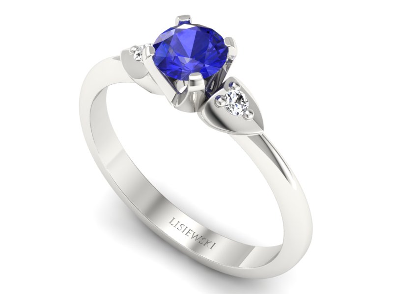Pierścionek z szafirem i brylantami białe złoto - 783bbszc — zdjęcie 3