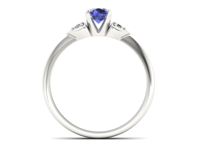 Pierścionek z tanzanitem białe złoto i brylantami - 783bbt — zdjęcie 2