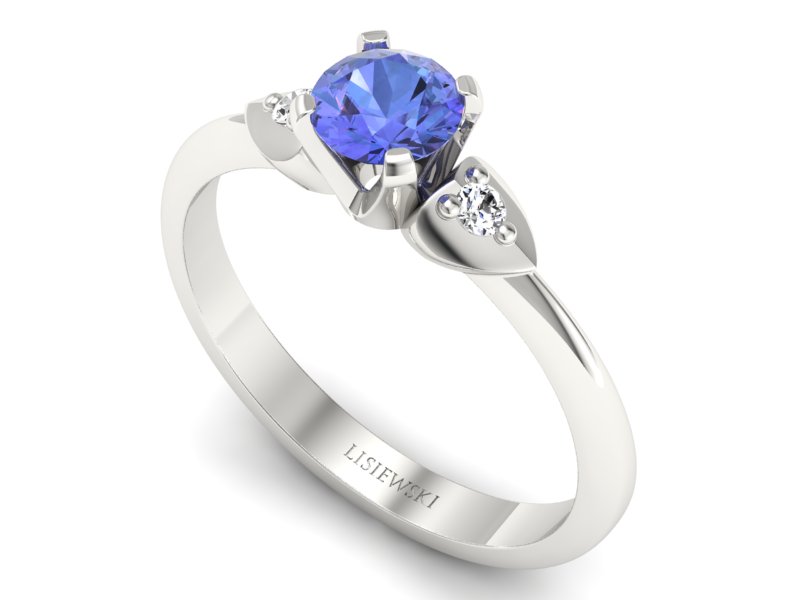 Pierścionek z tanzanitem białe złoto i brylantami - 783bbt — zdjęcie 3