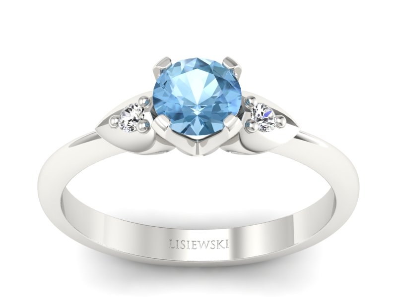Pierścionek z topazem i brylantami białe złoto - 783bbtp