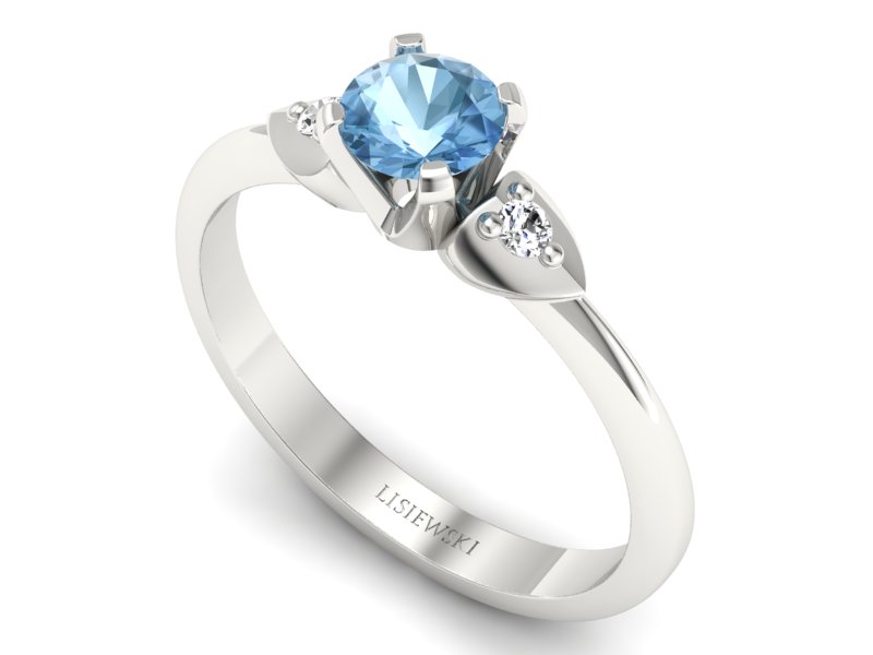 Pierścionek z topazem i brylantami białe złoto - 783bbtp — zdjęcie 3