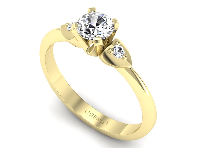 Złoty pierścionek z brylantami żółte złoto - 783bz — zdjęcie 3