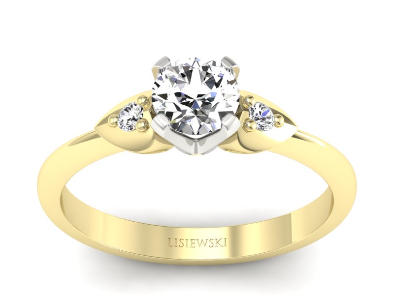 Pierścionek z brylantami złoto żółte i białe - 783bzb