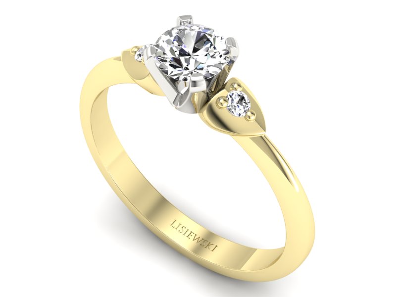 Pierścionek z brylantami złoto żółte i białe - 783bzb — zdjęcie 3