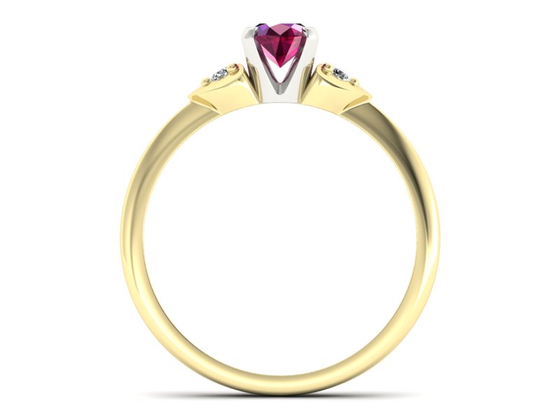 Pierścionek z rubinem i brylantami złoto dwukolorowe - 783bzbr — zdjęcie 2