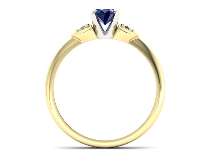 Złoty pierścionek z szafirem i brylantami - 783bzbsz — zdjęcie 2