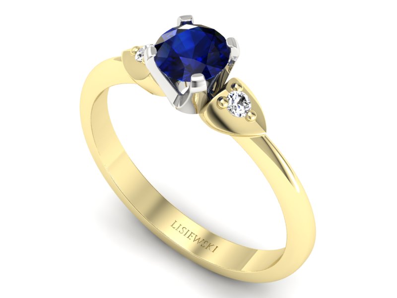 Złoty pierścionek z szafirem i brylantami - 783bzbsz — zdjęcie 3