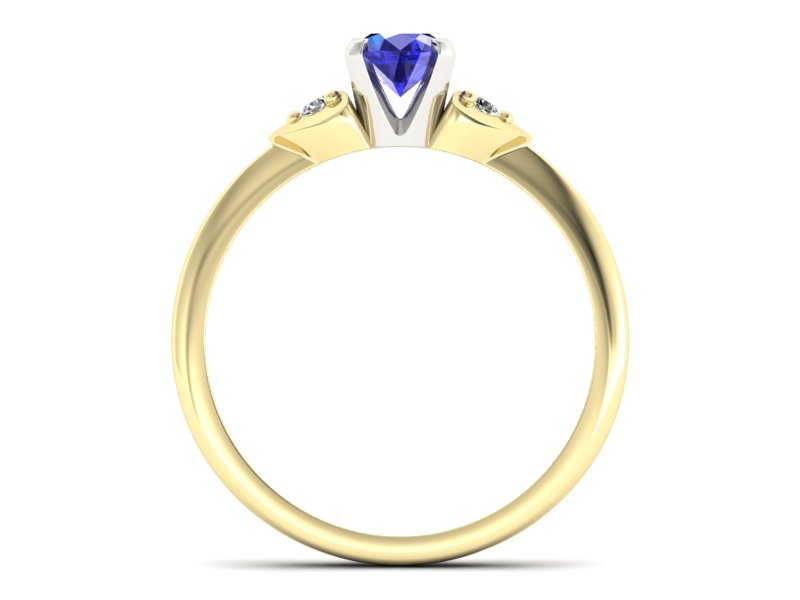 Złoty pierścionek z szafirem i brylantami - 783bzbszc — zdjęcie 2