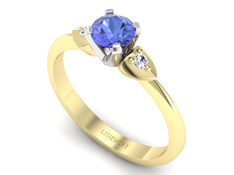 Pierścionek z tanzanitem i brylantami - 783bzbt — zdjęcie 3