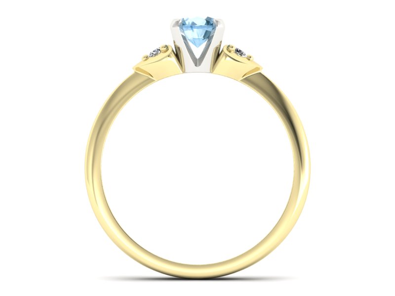 Pierścionek z topazem i brylantami złoto dwukolorowe - 783bzbtp — zdjęcie 2