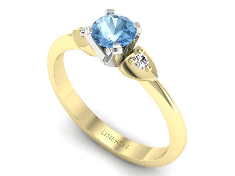 Pierścionek z topazem i brylantami złoto dwukolorowe - 783bzbtp — zdjęcie 3