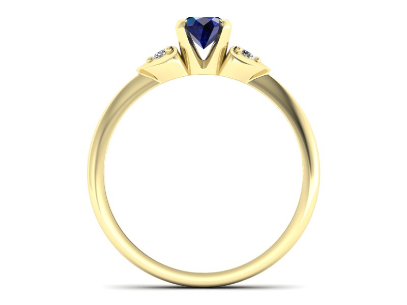 Pierścionek z szafirem i brylantami złoto żółte - 783bzsz — zdjęcie 2