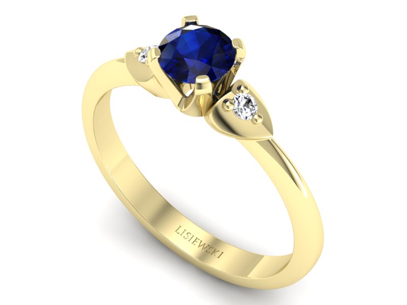 Pierścionek z szafirem i brylantami złoto żółte - 783bzsz — zdjęcie 3