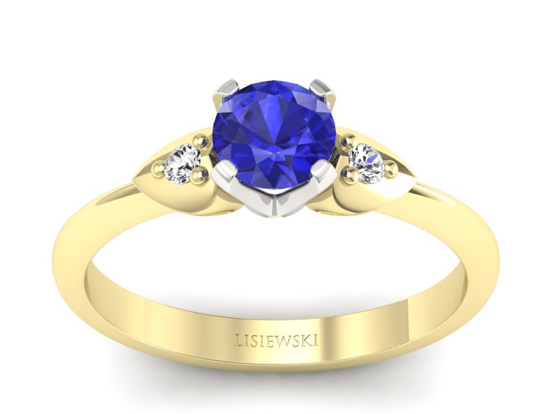 Pierścionek z szafirem i brylantami złoto żółte - 783bzszc — zdjęcie 4