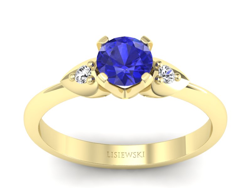 Pierścionek z szafirem i brylantami złoto żółte - 783bzszc