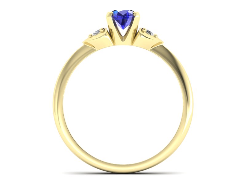 Pierścionek z szafirem i brylantami złoto żółte - 783bzszc — zdjęcie 2