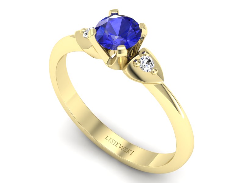 Pierścionek z szafirem i brylantami złoto żółte - 783bzszc — zdjęcie 3