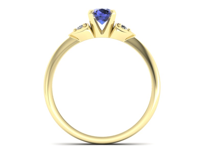Pierścionek z tanzanitem i brylantami złoto żółte - 783bzt — zdjęcie 2