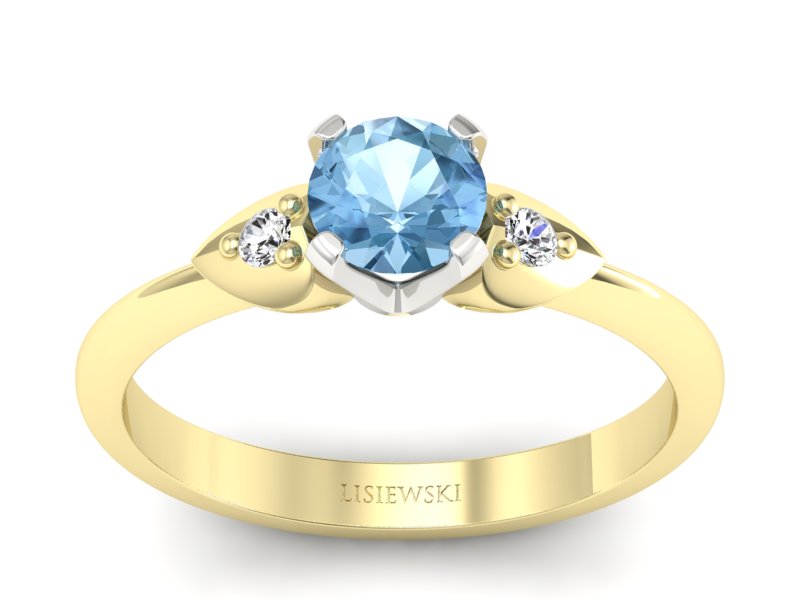 Pierścionek z topazem i brylantami złoto żółte - 783bztp — zdjęcie 4