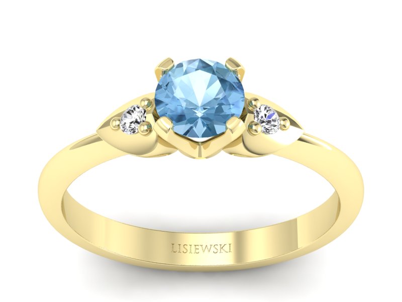 Pierścionek z topazem i brylantami złoto żółte - 783bztp