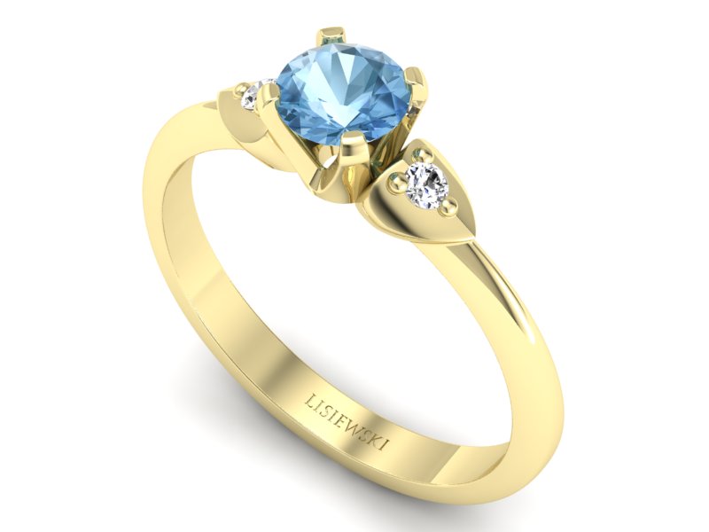 Pierścionek z topazem i brylantami złoto żółte - 783bztp — zdjęcie 3