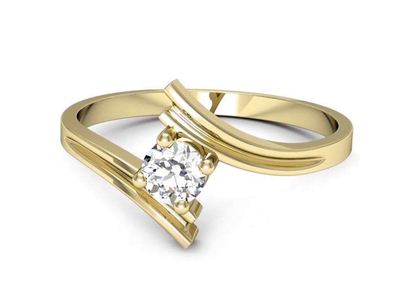 Złoty pierścionek z brylantem żółte złoto - 7840z — zdjęcie 2