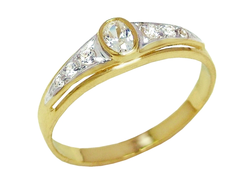 Złoty pierścionek z cyrkoniami - 7843