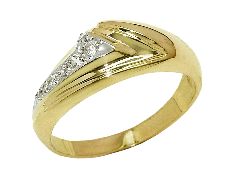 Złoty pierścionek z cyrkoniami i rodowaniem - 7844