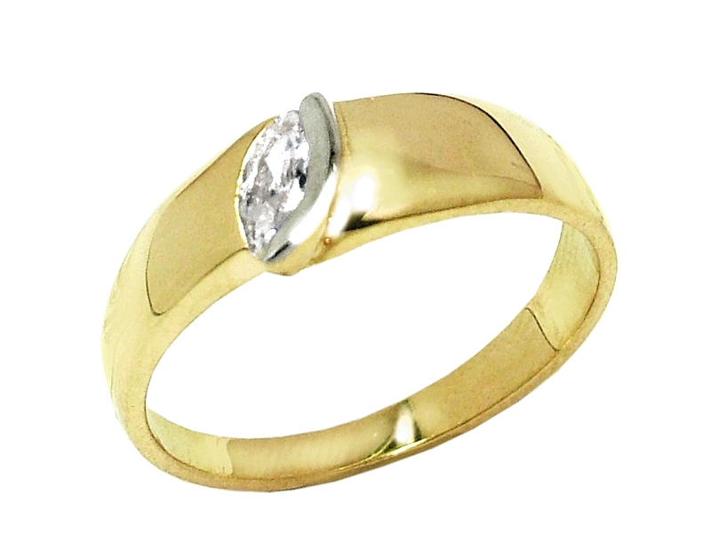 Złoty pierścionek z cyrkonią i rodowaniem - 7848