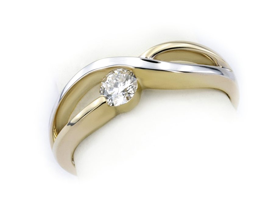 Złoty pierścionek z brylantem żółte złoto - 7849br_P_H — zdjęcie 3