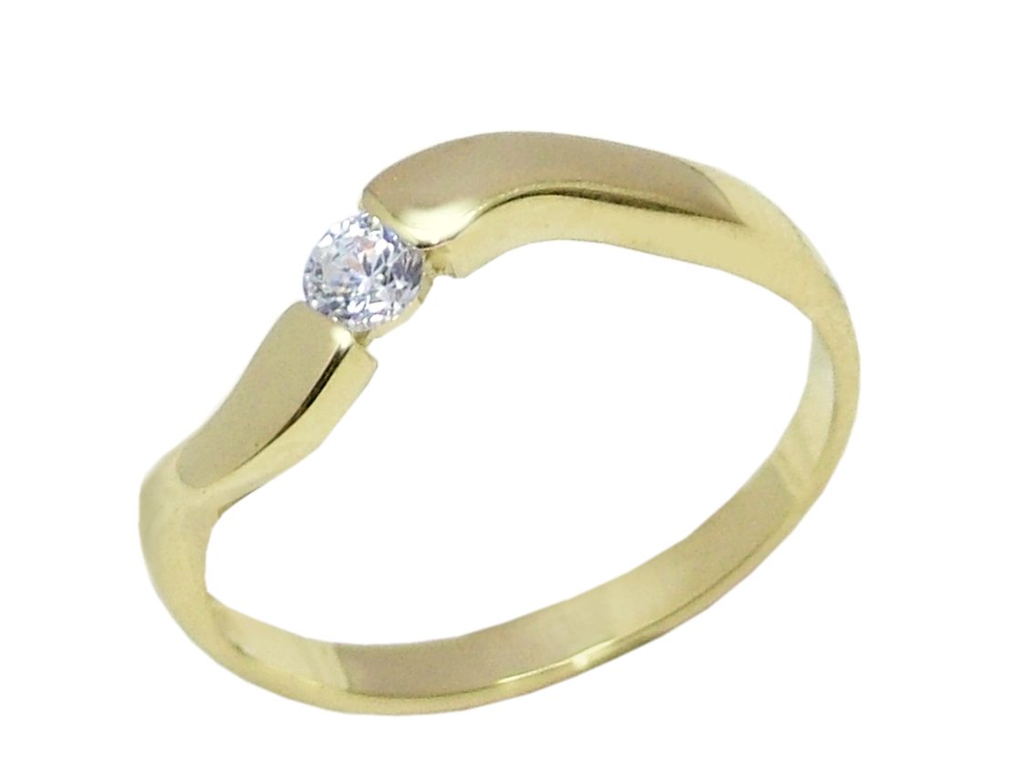 Złoty pierścionek z brylantem żółte złoto - 7854br_P1_H