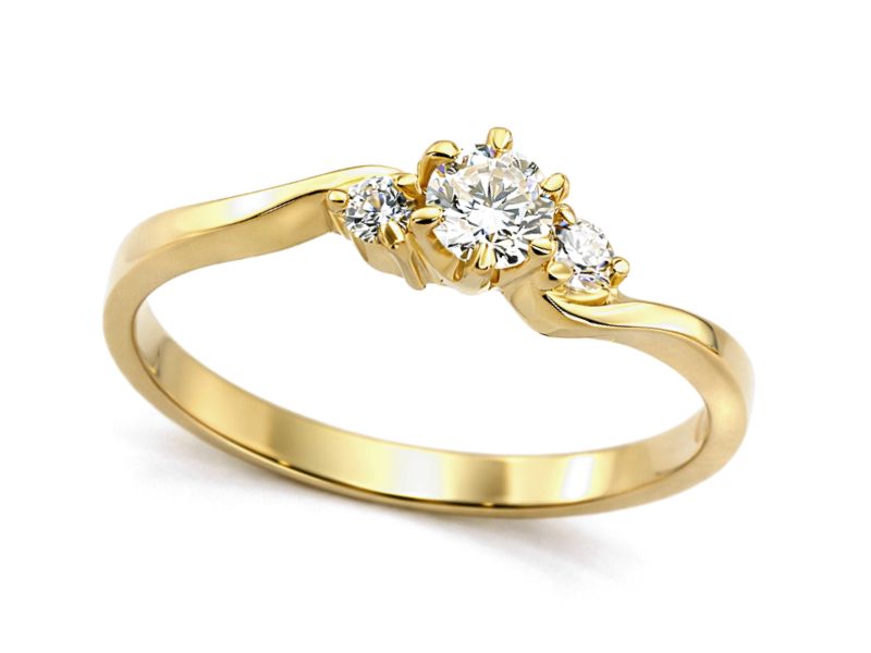 Złoty pierścionek z brylantami żółte złoto - 7856br — zdjęcie 2