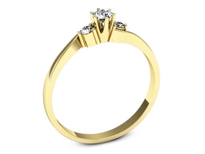 Złoty pierścionek z brylantami żółte złoto - 7856z — zdjęcie 3