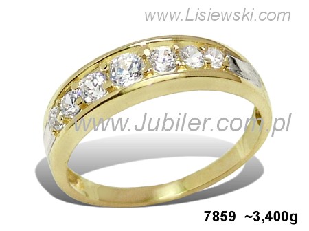 Złoty pierścionek z cyrkoniami - 7859 — zdjęcie 2