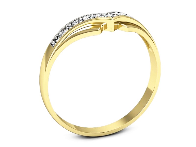 Pierścionek z diamentami żółte i białe złoto - 7861zb — zdjęcie 3