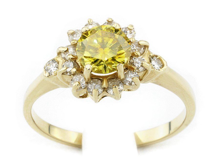 pierścionek z brylantem o żółtej barwie fantazyjnej - 7874lemon_p