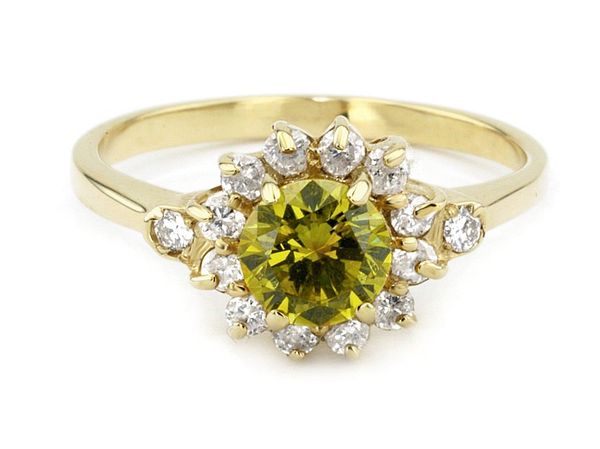 Złoty pierścionek z brylantem o żółtej barwie - 7874lemon_p