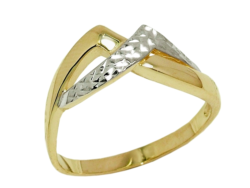 Złoty pierścionek z elementami rodowania - 7892