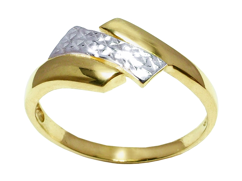 Złoty pierścionek z elementami rodowanymi - 7898