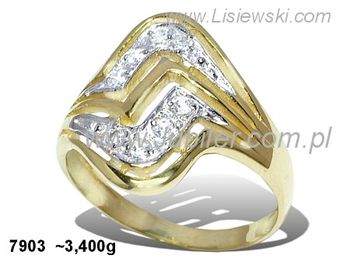 Złoty Pierścionek z cyrkoniami żółte złoto proba 585 - 7903 - 1