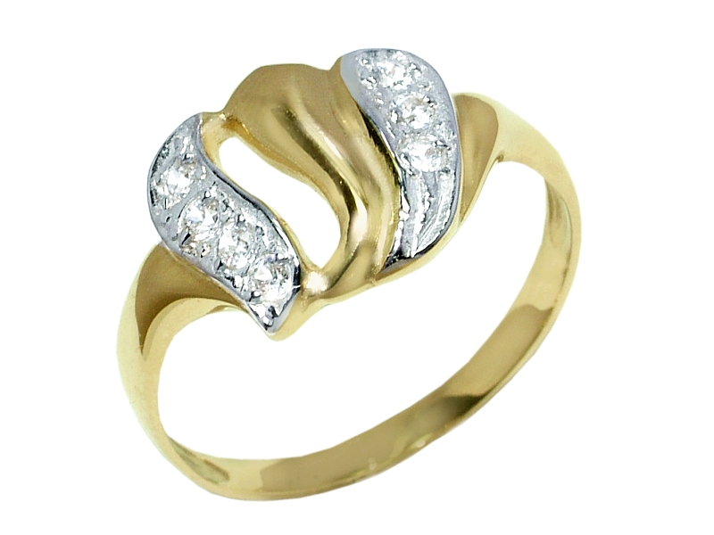 Złoty pierścionek z cyrkoniami i rodowaniem - 7904