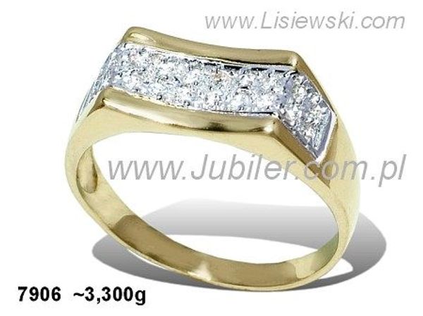Złoty pierścionek z diamentami żółte złoto próba 585 — 7906br_SI_I