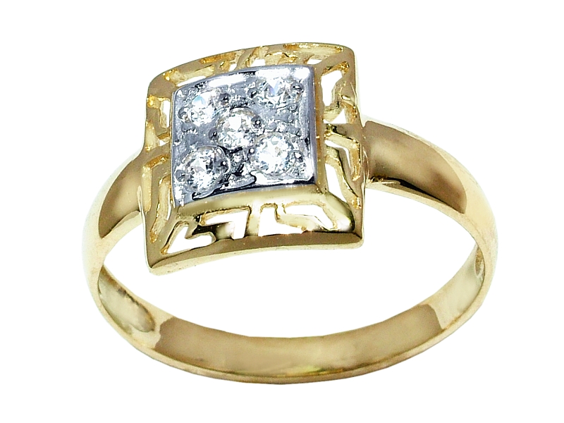 Złoty pierścionek z cyrkoniami - 7907