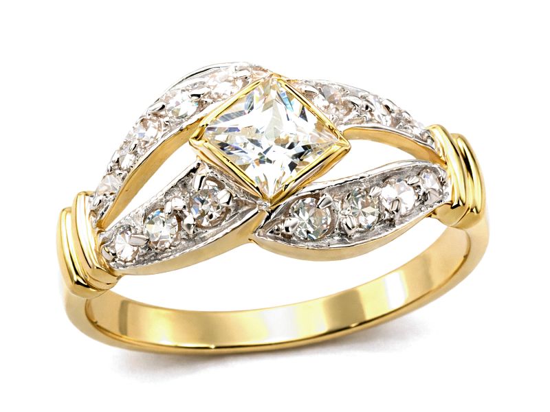 Złoty pierścionek z cyrkoniami - 7910